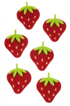 Filz-Sticker Erdbeeren 6er-Pack